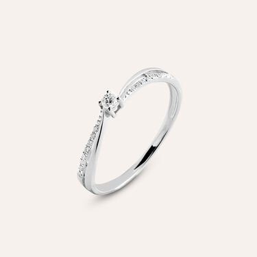 Anello Solitario Grace Oro Bianco Diamante - Anelli con Pietre Donna | Stroili